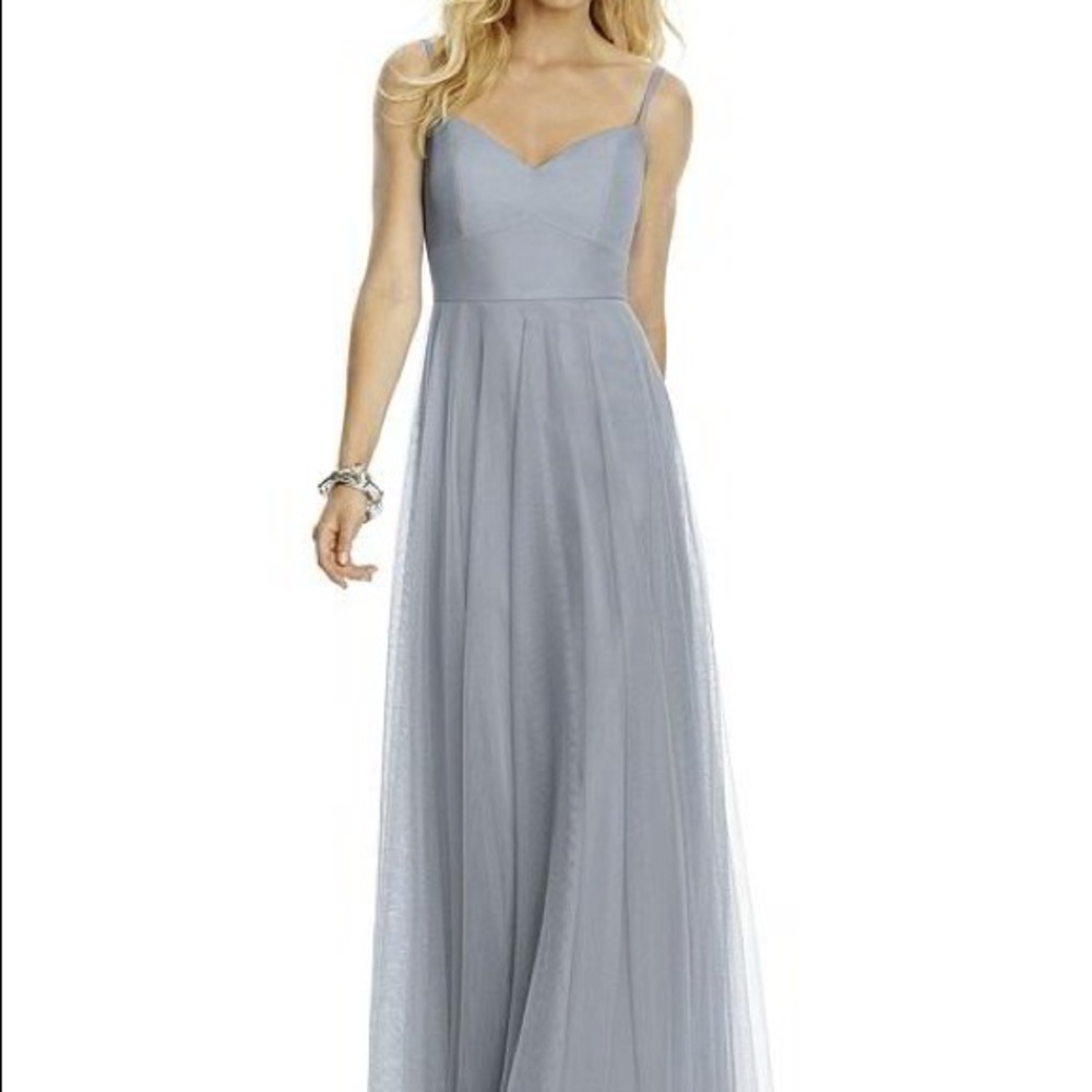 After Six Sleeveless Tulle A-Line Gown (Platinum)
